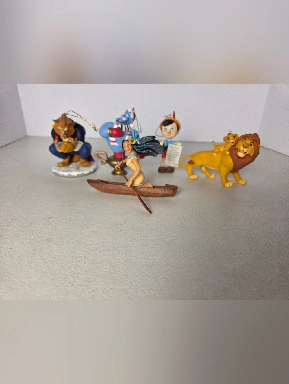 Lot of 5 Vintage Disney Ornaments Figurines Grolier Hallmark Beast Simba